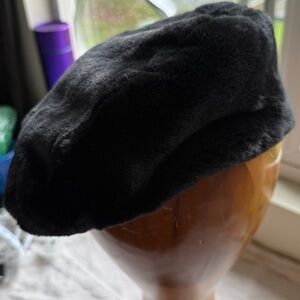 Banana Republic Black Faux Fur Hat